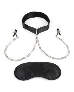 Lux Fetish Collar & Nipple Clamps Adjustable Pressure main