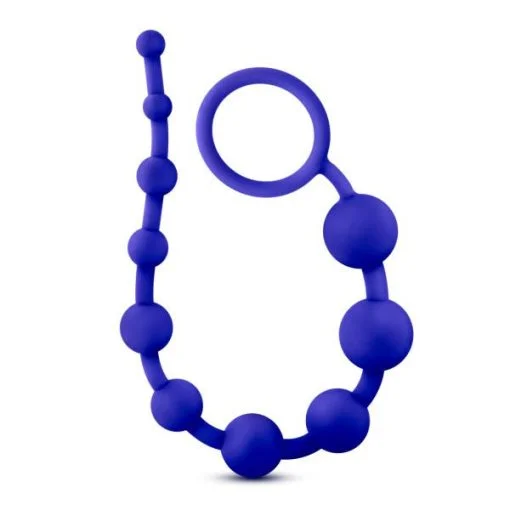 Luxe Silicone 10 Anal Beads Blue