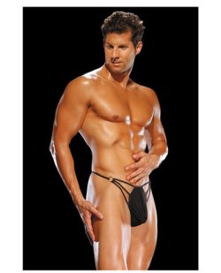 Male power g-string w/straps and rings large/x large - black main