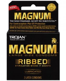 New Trojan Magnum Ribbed Latex Condoms 3 Box main