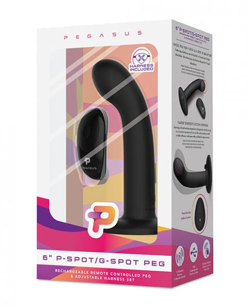 Pegasus 6 inches P-Spot, G-Spot Peg Harness & Remote Set Black 1