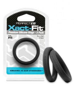 Perfect Fit Xact-Fit #15 2 Pack Black Cock Rings main