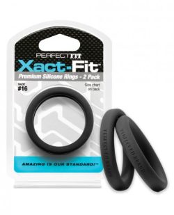 Perfect Fit Xact-Fit #16 2 Pack Black Cock Rings main