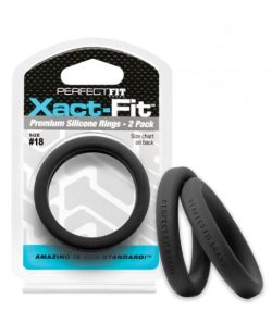 Perfect Fit Xact-Fit #18 2 Pack Black Cock Rings main