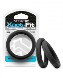Perfect Fit Xact-Fit #21 2 Pack Black Cock Rings main