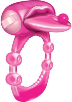 Pierced Tongue Vibrating Silicone Cock Ring Waterproof Magenta main