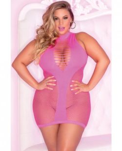 Pink Lipstick Inter-Net High Neck Dress Pink 1X/2X main