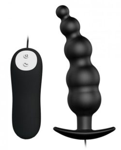 Pretty Love Vibrating Bead Shaped Butt Plug Black main