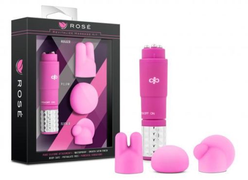 Revitalize Massage Kit with 3 Silicone Attachments Pink second