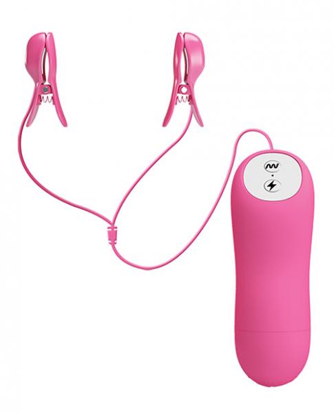 Romantic wave electro shock vibrating nipple clamps pink main