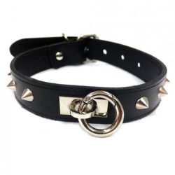 Rouge Leather O-Ring Studded Collar Black main