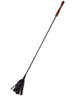 Rouge Leather Riding Crop Wooden Handle Black main
