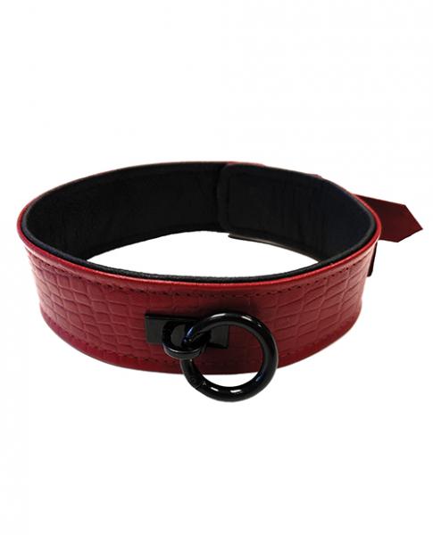 Rouge Plain Leather Collar Burgundy Red