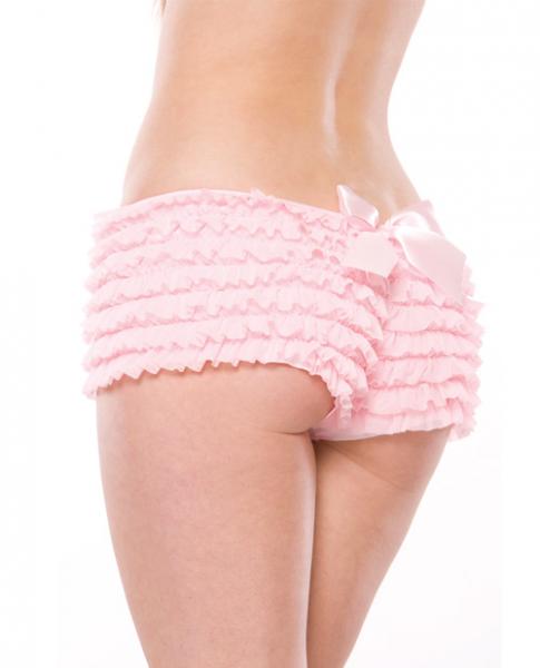 Ruffle shorts back bow detail pink o/s second