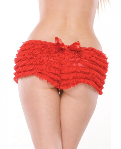 Ruffle Shorts Back Bow Detail Red O/S second