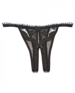 Scalloped Embroidery Crotchless Panty Black O/S main