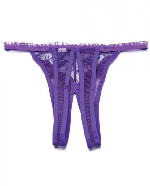 Scalloped Embroidery Crotchless Panty Purple O/S second