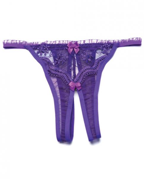 Scalloped Embroidery Crotchless Panty Purple O/S main