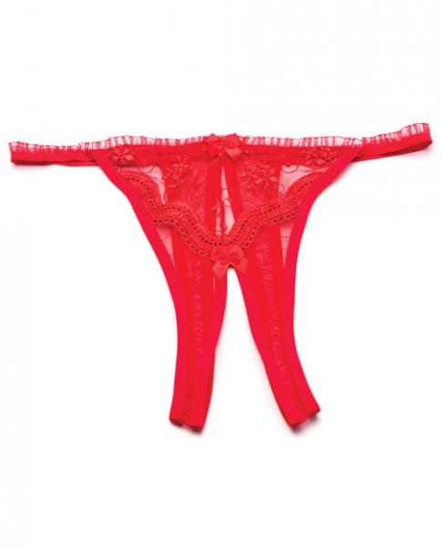Scalloped Embroidery Crotchless Panty Red O/S main