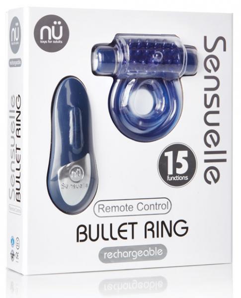 Sensuelle Remote Control Rechargeable Bullet Ring Blue second