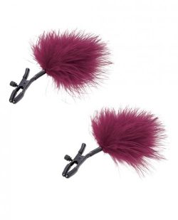 Sex & Mischief Enchanted Feathered Nipple Clamps Red main