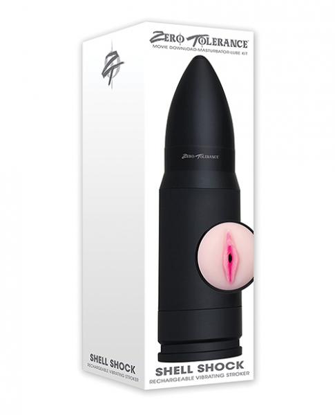 Shell Shock Rechargeable Vibrating Stroker Black Beige second