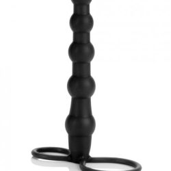 Silicone Love Rider Beaded Dual Penetrator Cock Ring Black main
