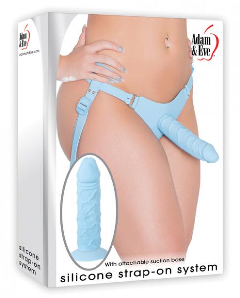 Silicone strap on dildo system blue o/s second