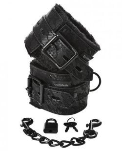 Sincerely Lace Fur Lined Handcuffs Black main