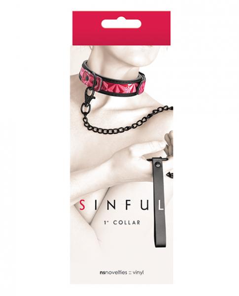 Sinful 1 inch collar & leash pink second