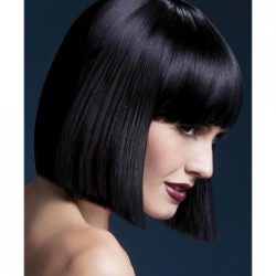 Smiffy Fever Wig Lola Black Blunt Cut Bob 12 inches Long main