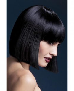 Smiffy Fever Wig Lola Black Blunt Cut Bob 12 inches Long main