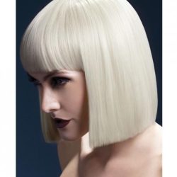Smiffy Fever Wig Lola Blonde Blunt Cut Bob with Bangs 12 inches Long main
