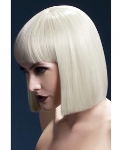 Smiffy Fever Wig Lola Blonde Blunt Cut Bob with Bangs 12 inches Long main