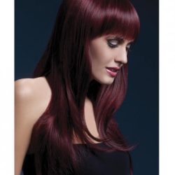 Smiffy Fever Wig Sienna 26 inches Long Feathered Black Cherry main
