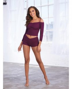 Soft Knit Jersey Sleepwear Pajama Top & Shorts Purple Sm main