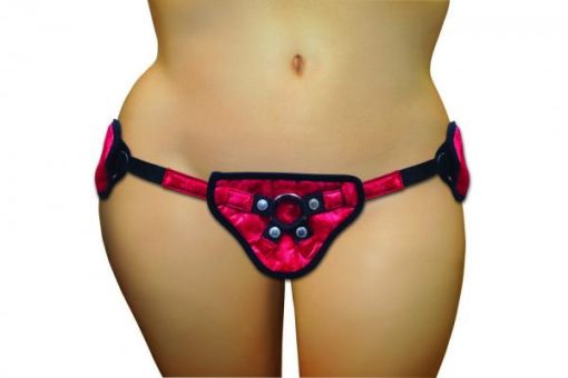 Sportsheets Plus Size Lace Satin Strap On Harness Red main