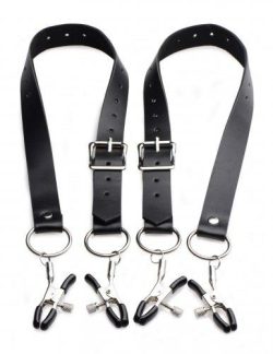 Spread Labia Spreader Straps with Clamps Black main