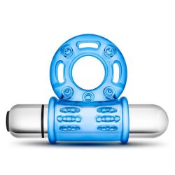 Stay Hard 10 Function Bull Ring Blue Vibrating main