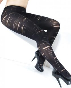 Stretch Nylon Slashed Pantyhose Black OS/XL main