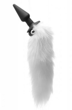 Tailz Foxy White Faux Fur Vibrating Anal Plug Black main