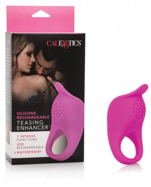 Teasing enhancer ring silicone rechargeable pink second