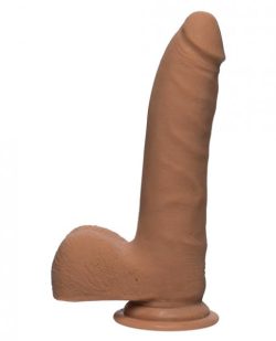 The D Realistic D Slim 7 inches Dildo with Balls Brown main