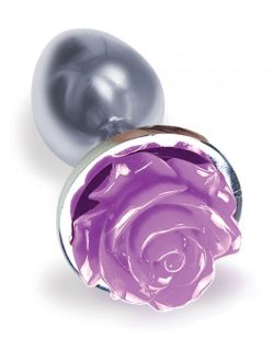 The Silver Starter Rose Floral Stainless Steel Butt Plug Purple main