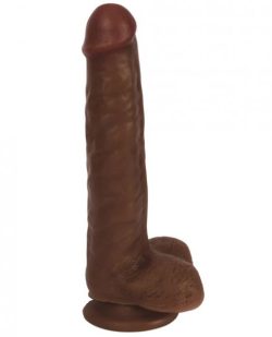 Thinz 8 inches Slim Dong with Balls Chocolate Brown main