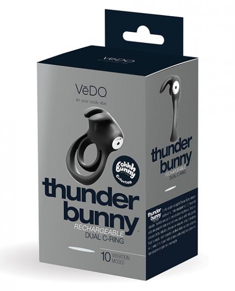 Thunder rechargeable vibrating dual cock ring black second