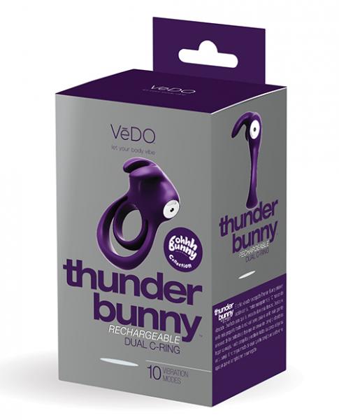 Thunder rechargeable vibrating dual ring deep purple second