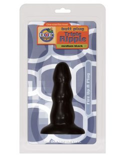 Triple ripple butt plug - medium black main