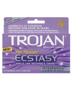 Trojan her pleasure ecstasy condoms - box of 10 main