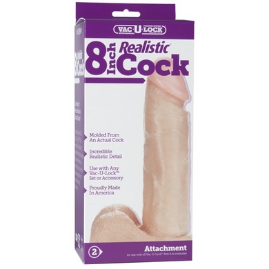 Vac-u-lock 8" realistic cock - beige second